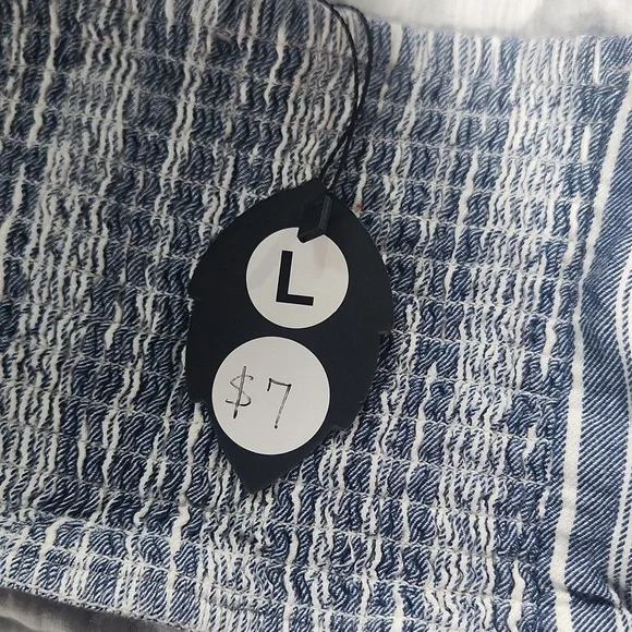 Blue and white stripped crop top with stretchy back size large by American Eagle - Picture 3 of 6